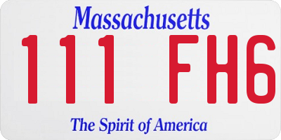 MA license plate 111FH6