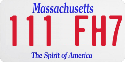 MA license plate 111FH7