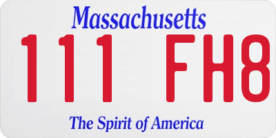 MA license plate 111FH8