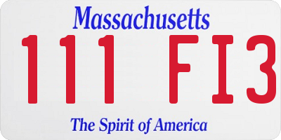 MA license plate 111FI3
