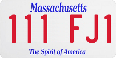 MA license plate 111FJ1