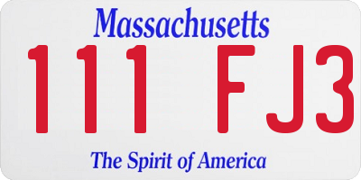 MA license plate 111FJ3