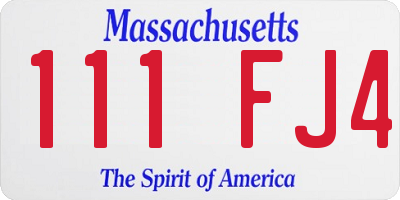 MA license plate 111FJ4