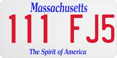 MA license plate 111FJ5