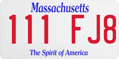 MA license plate 111FJ8