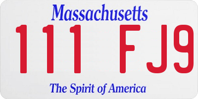 MA license plate 111FJ9