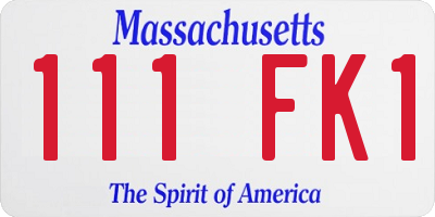 MA license plate 111FK1