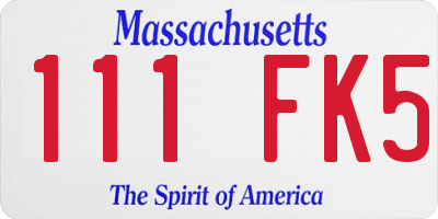 MA license plate 111FK5