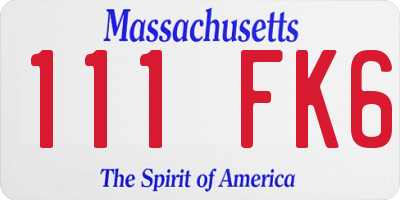 MA license plate 111FK6