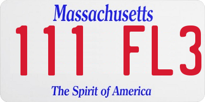 MA license plate 111FL3