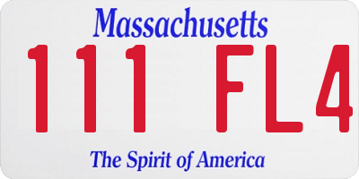 MA license plate 111FL4