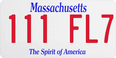 MA license plate 111FL7