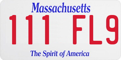 MA license plate 111FL9