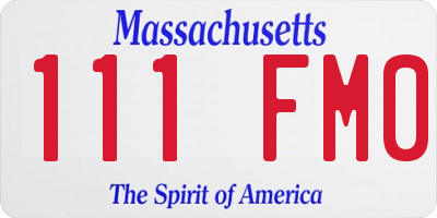 MA license plate 111FM0