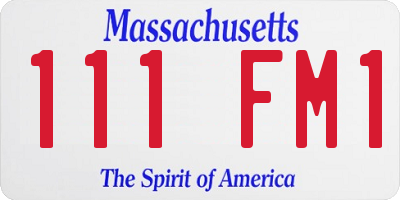 MA license plate 111FM1