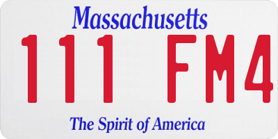 MA license plate 111FM4