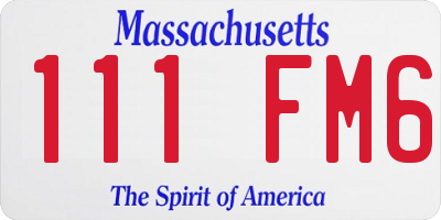 MA license plate 111FM6