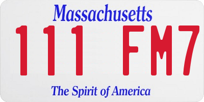 MA license plate 111FM7
