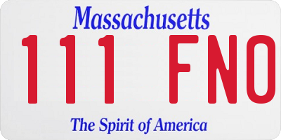 MA license plate 111FN0