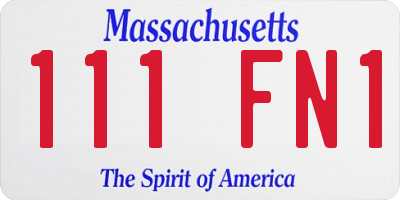 MA license plate 111FN1