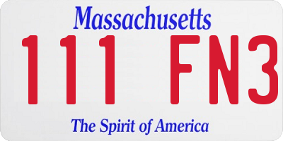 MA license plate 111FN3
