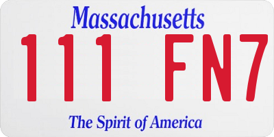 MA license plate 111FN7