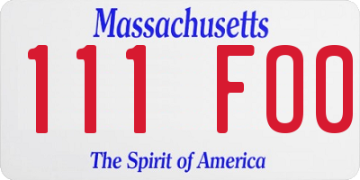 MA license plate 111FO0