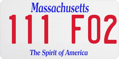 MA license plate 111FO2