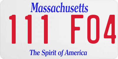 MA license plate 111FO4