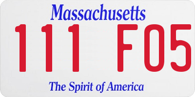 MA license plate 111FO5