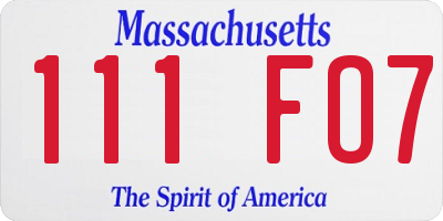 MA license plate 111FO7