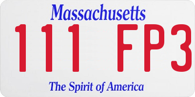MA license plate 111FP3