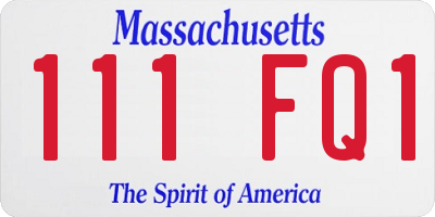 MA license plate 111FQ1