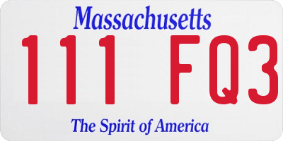 MA license plate 111FQ3