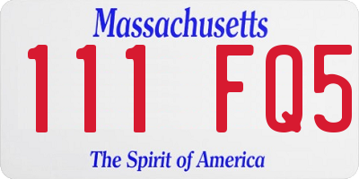 MA license plate 111FQ5