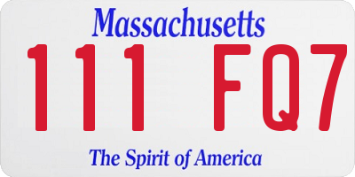 MA license plate 111FQ7