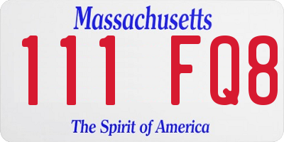 MA license plate 111FQ8