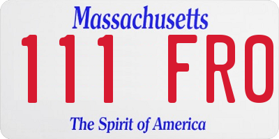 MA license plate 111FR0