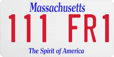 MA license plate 111FR1