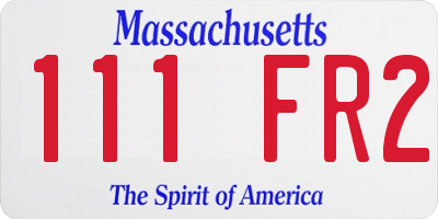 MA license plate 111FR2