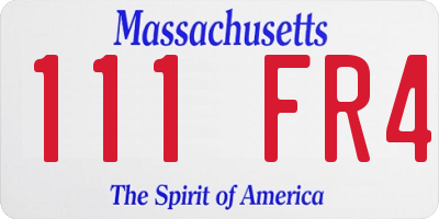 MA license plate 111FR4