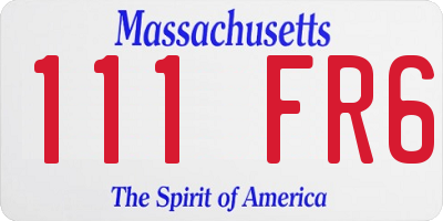 MA license plate 111FR6