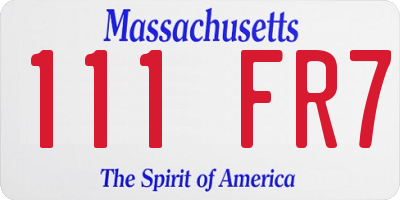 MA license plate 111FR7