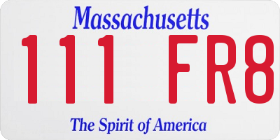 MA license plate 111FR8