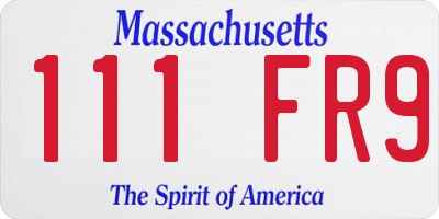 MA license plate 111FR9