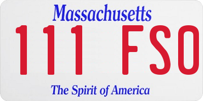 MA license plate 111FS0