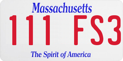 MA license plate 111FS3