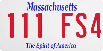 MA license plate 111FS4