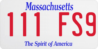 MA license plate 111FS9