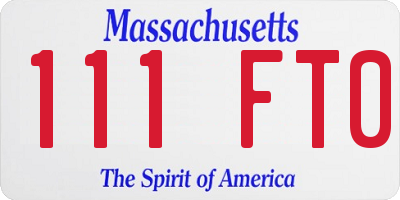MA license plate 111FT0